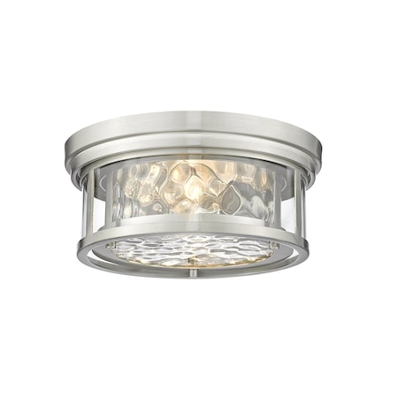 Z-LITE Clarion 2 Light Flush Mount, Brushed Nickel & Inner Clear Water & Outer Clear 493F2-BN